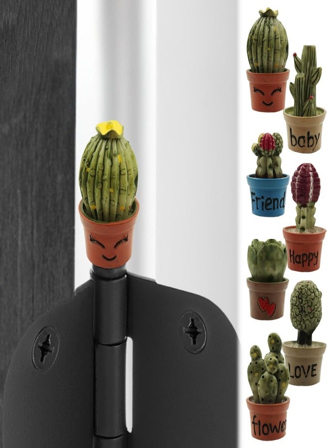 Wallertree Mini Cactus Hinge Heads Decorative Topper Set of 7 - Magnetic Hinge Head Toppers - Potted Plants Door Hinge Head Home Decoration - Image 1